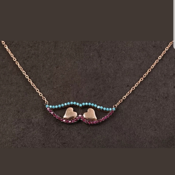 Speak only LOVE turquoise & ruby necklace - Picture 4 of 4